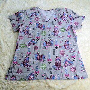 Winnie the Pooh Eeyore Winter Scrubs Size Medium